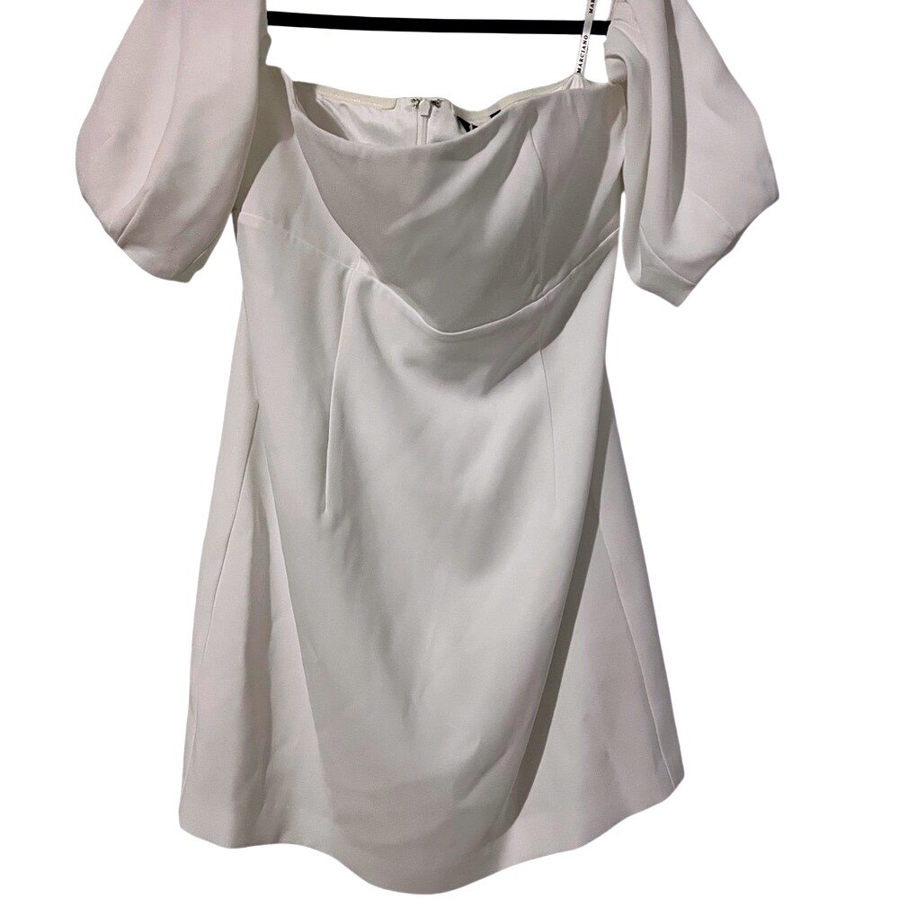 Marciano LA White Off Shoulder Puff Sleeve Mini Dress Size EU44 M - Picture 2 of 5